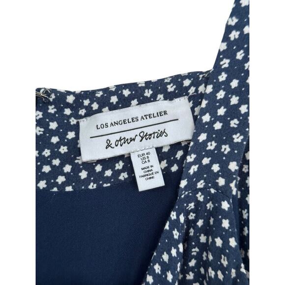 & OTHER STORIES Women's Blue & White Floral Print Relaxed Jumpsuit Size 8 - Picture 7 of 11